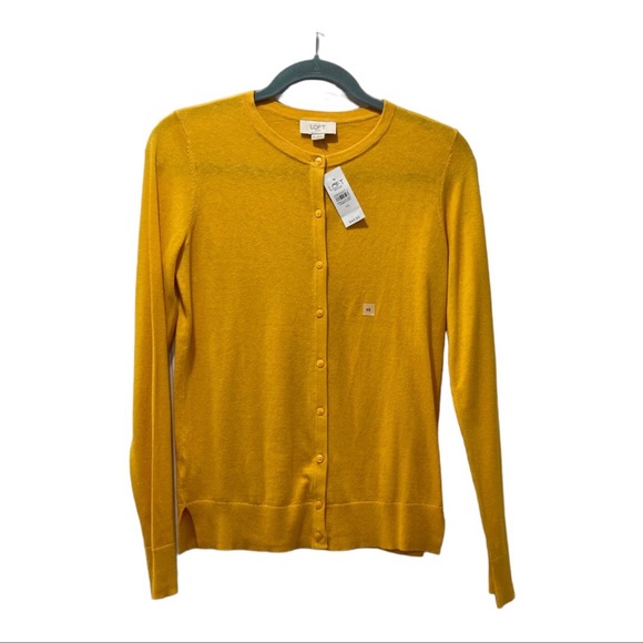 NWT LOFT Women's Mustard Yellow Cardigan - Picture 1 of 6